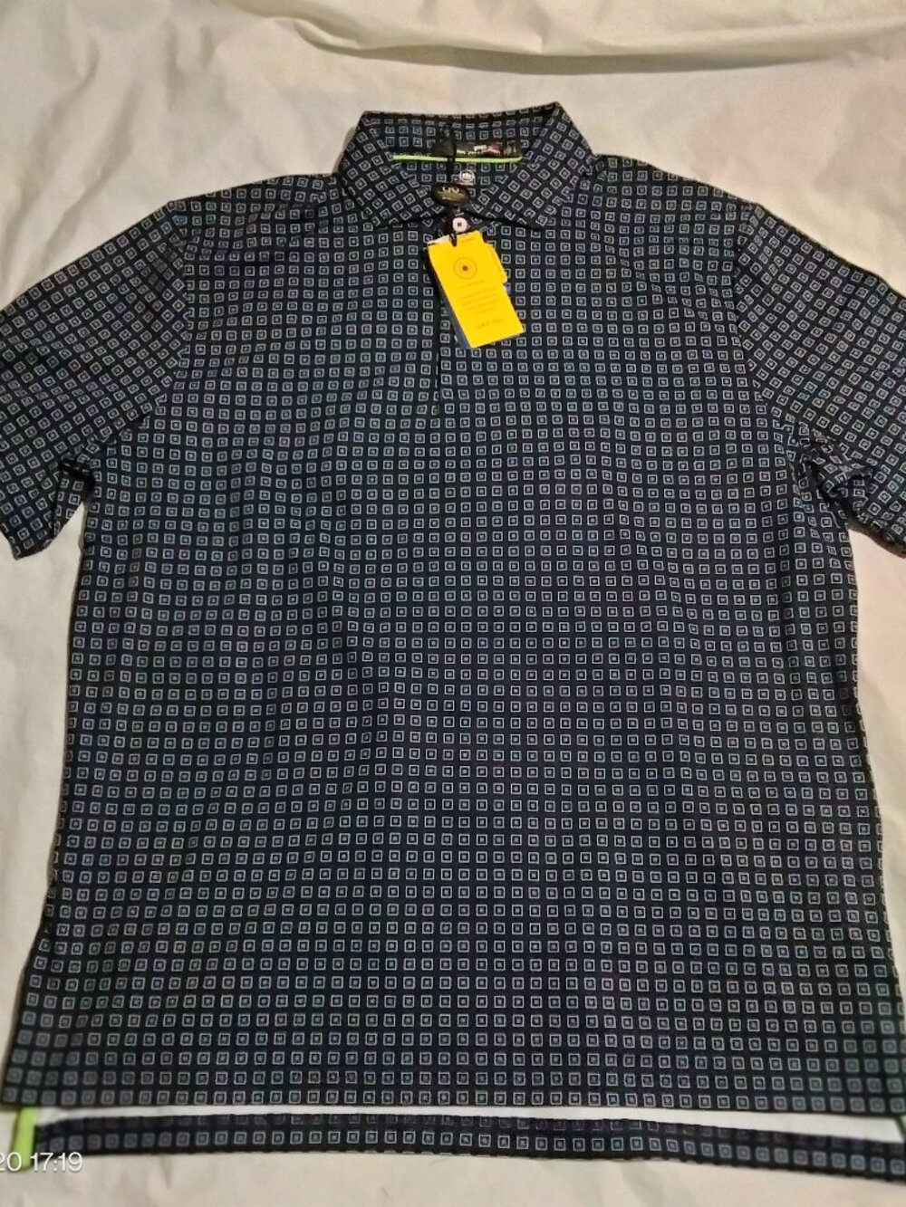 RLX Ralph Lauren Mens Geometric Print Performance Golf Polo Shirt Size L
